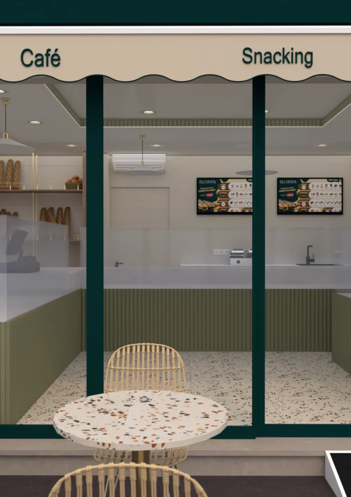 Rénovation de boulangerie à Sainte-Geneviève-des-Bois avec aménagement moderne et fonctionnel, transformation de l’espace pour offrir une atmosphère chaleureuse et professionnelle.