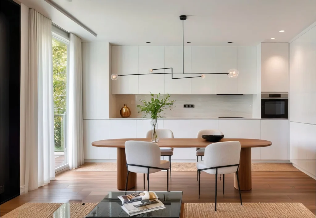 Projet de rénovation d’un appartement à Villeneuve-Saint-Georges, avec une cuisine blanche au design épuré et moderne.